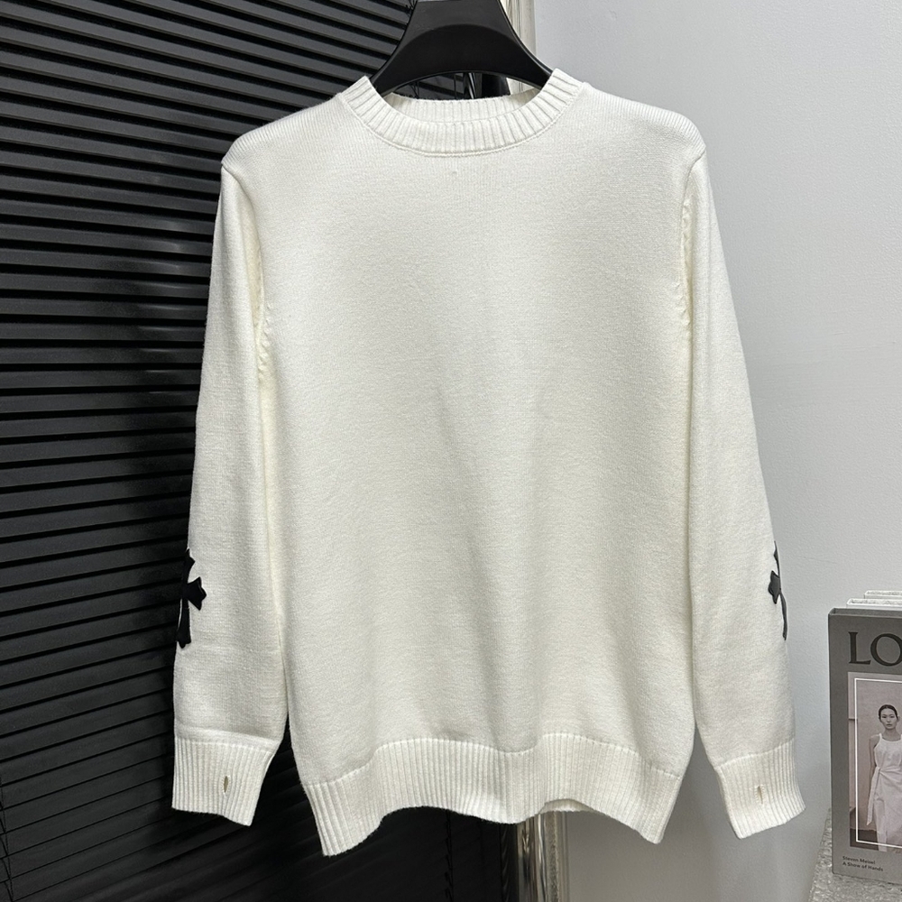 Chrome Hearts knitted jacquard appliqué crewneck sweater